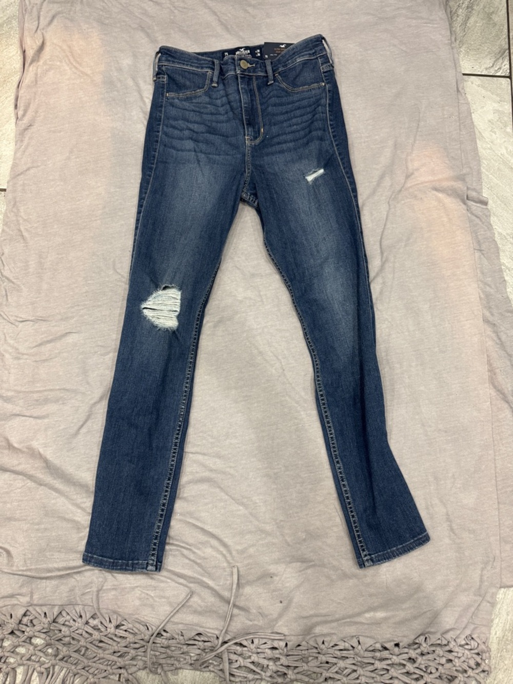 Hollister Dark Blue Ripped Skinny Jeans